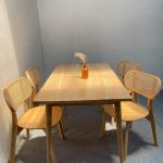 Set Kursi Meja Makan Minimalis Kayu Jati x Rotan Natural YMJ-SKM 46