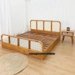 1 Set Tempat Tidur Minimalis, 1 Nakas Kayu Jati Kombinasi Rotan YMJ-TTD 35