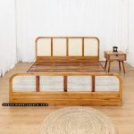 1 Set Tempat Tidur Minimalis, 1 Nakas Kayu Jati Kombinasi Rotan YMJ-TTD 35 - Image 2