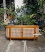 Buffet Retro Minimalis Kayu Jati Kombinasi Rotan YMJ-BFT 35