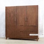 Harga Lemari Pakaian Minimalis Custom Design Kayu Jati Pintu 3 & 4 Laci Besar YMJ-LMP 26