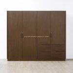 Harga Lemari Pakaian Minimalis Custom Design Kayu Jati Pintu 4 & 4 Laci Besar YMJ-LMP 25