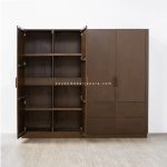 Harga Lemari Pakaian Minimalis Custom Design Kayu Jati Pintu 4 & 4 Laci Besar YMJ-LMP 25 - Image 3