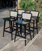 Kursi Bar Kayu Jati Kombinasi Rotan YMJ KBR 11