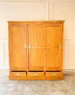 Lemari Pakaian Minimalis Kayu Jati 3 Pintu Sliding YMJ-LMP 24