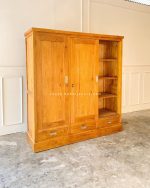 Lemari Pakaian Minimalis Kayu Jati 3 Pintu Sliding YMJ-LMP 24 - Image 5