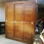 Lemari Pakaian Minimalis Kayu Jati 3 Pintu Sliding YMJ-LMP 23