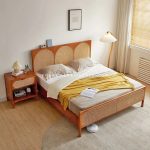 1 Set Tempat Tidur Minimalis, 1 Nakas Kayu Jati Kombinasi Rotan YMJ-TTD 39 - Image 2