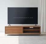 Bufet Meja TV Model Minimalis Kayu Jati Kombinasi Stainless Steel YMJ-BFTV 47