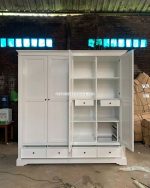 Furniture Asal Jepara Model Almari Baju Minimalis Finishing Duco 4 Pintu YMJ-LMP 29