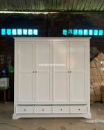 Furniture Asal Jepara Model Almari Baju Minimalis Finishing Duco 4 Pintu YMJ-LMP 29 - Image 2