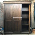 Lemari Pakaian Minimalis Kayu Jati 3 Pintu Sliding YMJ-LMP 27