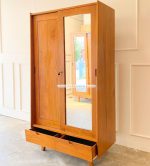 Mebel Jepara Jati Model Lemari Pakaian Minimalis Retro 2 Pintu YMJ-LMP 34