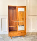 Mebel Jepara Jati Model Lemari Pakaian Minimalis Retro 2 Pintu YMJ-LMP 34 - Image 4