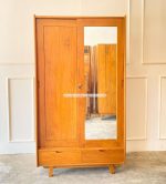 Mebel Jepara Jati Model Lemari Pakaian Minimalis Retro 2 Pintu YMJ-LMP 34 - Image 5
