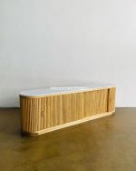 Bufet Meja TV Kayu Jati Kombinasi Marmer Model Minimalis YMJ-BFTV 68