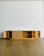 Bufet Meja TV Kayu Jati Kombinasi Marmer Model Minimalis YMJ-BFTV 68 - Image 2