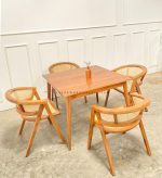 Set Meja Makan Minimalis 4 Kursi Kayu Jati Kombinasi Rotan YMJ-SKM 100 - Image 2