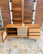 Buffet Laci-Laci Minimalis Retro Kayu Jati Kombinasi Rotan YMJ-BFT 61 - Image 3