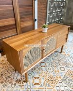Buffet Laci-Laci Minimalis Retro Kayu Jati Kombinasi Rotan YMJ-BFT 61 - Image 4