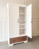 Furniture Jepara Model Almari Baju Minimalis Finishing Duco 2 Pintu YMJ-LMP 45 - Image 2