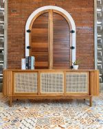 Retro Style Bufet TV Terbaru Kombinasi Kayu x Rotan YMJ-BFTV 89