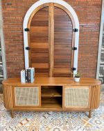 Retro Style Bufet TV Terbaru Kombinasi Kayu x Rotan YMJ-BFTV 89 - Image 3