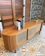 Retro Style Bufet TV Terbaru Kombinasi Kayu x Rotan YMJ-BFTV 89 - Image 5