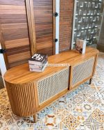 Retro Style Bufet TV Terbaru Kombinasi Kayu x Rotan YMJ-BFTV 95 - Image 5