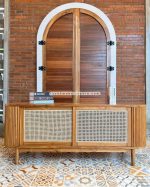 Retro Style Bufet TV Terbaru Kombinasi Kayu x Rotan YMJ-BFTV 95 - Image 2