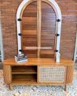 Retro Style Bufet TV Terbaru Kombinasi Kayu x Rotan YMJ-BFTV 95 - Image 3