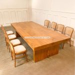 Set Meja Makan Minimalis Ekstra Besar Kursi Kayu Jati Kombinasi Rotan YMJ-SKM 107