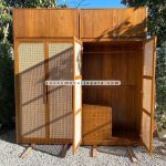 2 Unit Lemari Baju Almari Pakaian Custom Kayu Jati Kombinasi Rotan YMJ-LMP 47