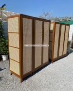 2 Unit Lemari Baju Almari Pakaian Custom Kayu Jati Kombinasi Rotan YMJ-LMP 48