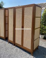 2 Unit Lemari Baju Almari Pakaian Custom Kayu Jati Kombinasi Rotan YMJ-LMP 48 - Image 4