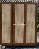 2 Unit Lemari Baju Almari Pakaian Custom Kayu Jati Kombinasi Rotan YMJ-LMP 48 - Image 2