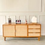 Buffet Retro Minimalis Kayu Jati Kombinasi Rotan YMJ-BFT 64