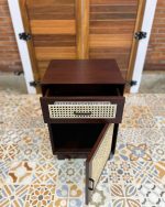 Nakas Kayu Jati Model Minimalis Kombinasi Rotan YMJ-NKS 06