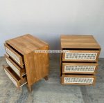 Nakas Minimalis Kayu Jati Kombinasi Rotan YMJ-NKS 09