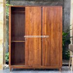 Lemari Baju Kaca Custom Jati 3 Pintu Sliding YMJ-LMP 53 - Image 4