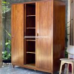 Lemari Baju Kaca Custom Jati 3 Pintu Sliding YMJ-LMP 53 - Image 5