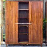 Lemari Baju Kaca Custom Jati 3 Pintu Sliding YMJ-LMP 53 - Image 2