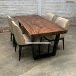 Set Meja Makan Minimalis 4 Kursi Jati Jok & Meja Trembesi Kombinasi Besi Holo YMJ-SKM 110 - Image 3