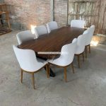 Set Kursi Makan Sofa Minimalis + Meja Trembesi Kombinasi Besi Holo YMJ-SKM 114 - Image 2