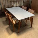 Set Meja Makan Top Marmer Minimalis Jati Jepara YMJ-SKM 113 - Image 2