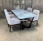 Set Meja Makan Top Marmer Minimalis Jati Jepara YMJ-SKM 116