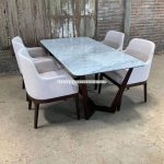 Set Meja Makan Top Marmer Minimalis Jati Jepara YMJ-SKM 116