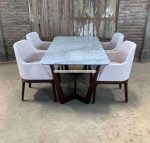 Set Meja Makan Top Marmer Minimalis Jati Jepara YMJ-SKM 116 - Image 2