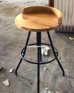 Bar Stool Kayu Jati Kombinasi Besi Model Industrial YMJ KBR 22 - Image 2