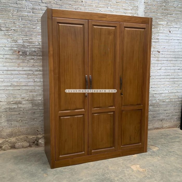 model lemari pakaian 3 pintu kayu jati